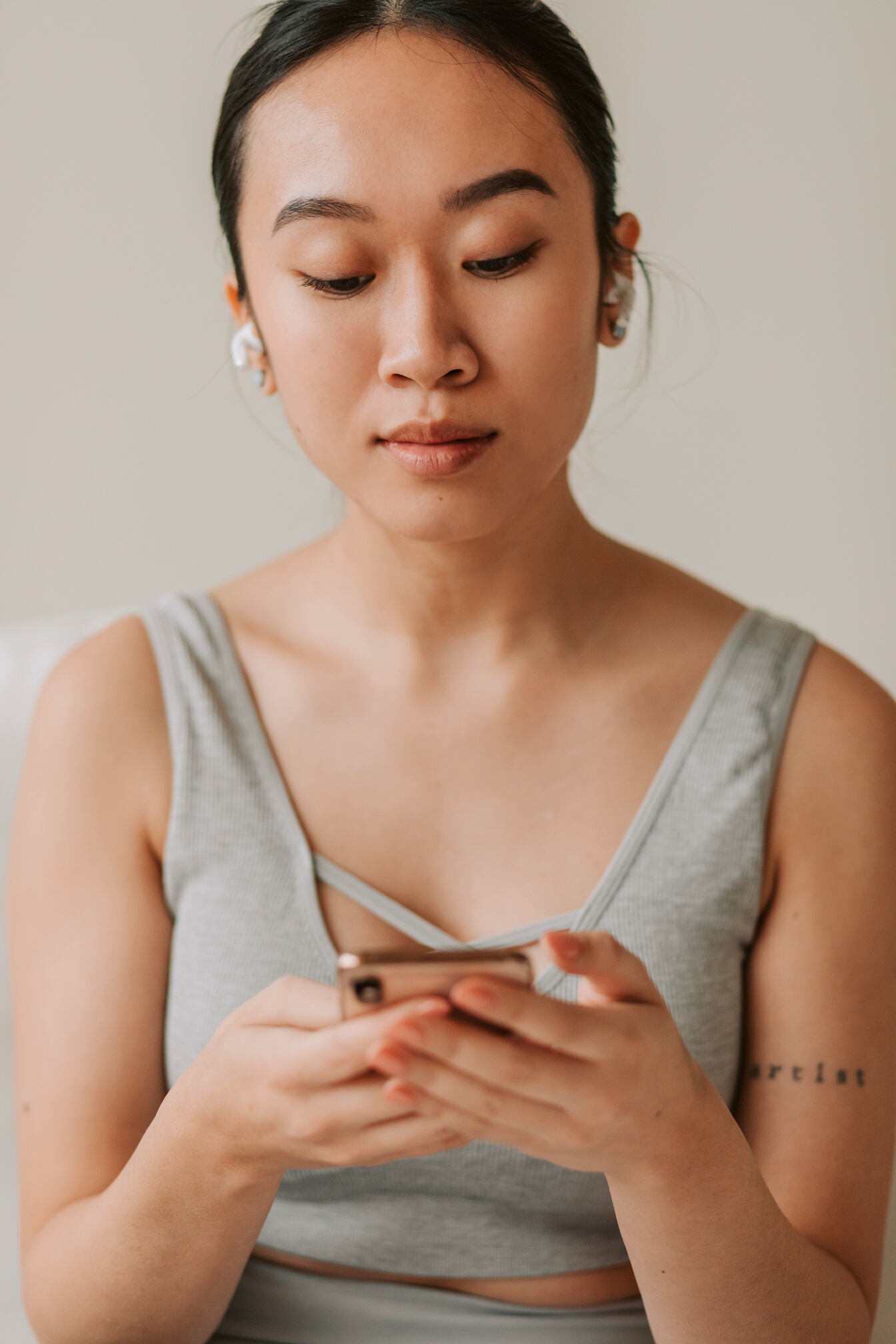 Woman Using Smartphone for Meditation